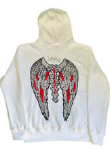 Load image into Gallery viewer, White LonelyNights Hoodie with Red&amp;Grey Design-PRe ORDER
