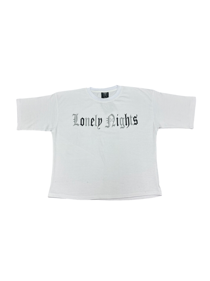 LonelyNights Cropped White&Black Lonely Skeleton