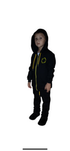 Load image into Gallery viewer, Lonelynights black and yellow kids sweatsuit
