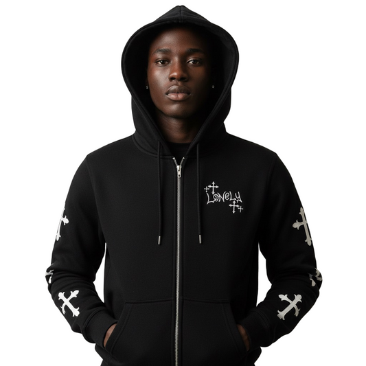 LonelyNights Black&White Cross Sweatsuit